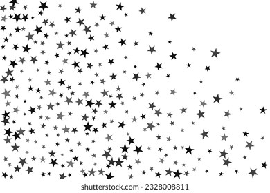 Abstract decorative pattern. Beautiful realistic banner with silver star of confetti on white background. Greeting card template. White background. Realistic vector illustration. 