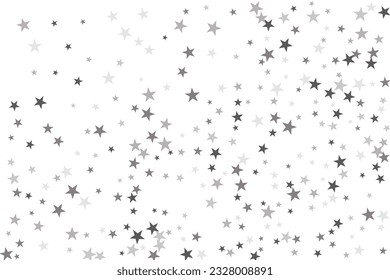 Abstract decorative pattern. Beautiful realistic banner with silver star of confetti on white background. Greeting card template. White background. Realistic vector illustration. 