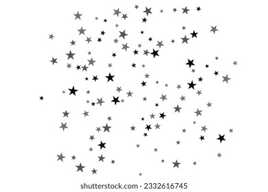 Patrón decorativo abstracto. Hermosa pancarta realista con una estrella plateada de confeti de fondo blanco. Plantilla de tarjeta de felicitación. Fondo blanco. Ilustración vectorial realista. 
