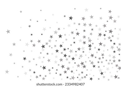 Abstract decorative pattern. Beautiful realistic banner with silver star of confetti on white background. Greeting card template. White background. Realistic vector illustration. 