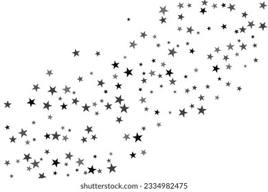 Abstract decorative pattern. Beautiful realistic banner with silver star of confetti on white background. Greeting card template. White background. Realistic vector illustration. 