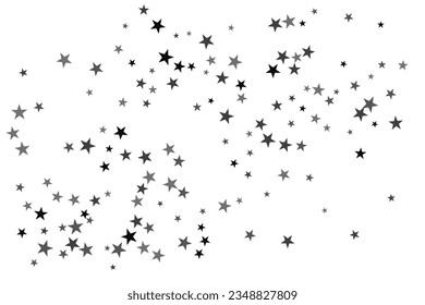 Abstract decorative pattern. Beautiful realistic banner with silver star of confetti on white background. Greeting card template. White background. Realistic vector illustration. 