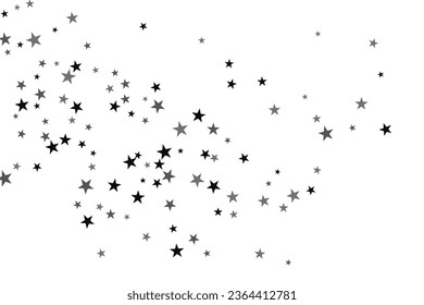 Abstract decorative pattern. Beautiful realistic banner with silver star of confetti on white background. Greeting card template. White background. Realistic vector illustration. 