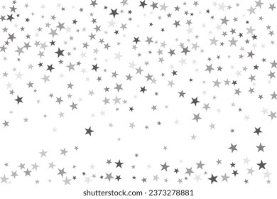 Abstract decorative pattern. Beautiful realistic banner with silver star of confetti on white background. Greeting card template. White background. Realistic vector illustration. 