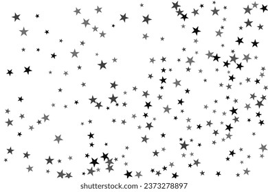Patrón decorativo abstracto. Hermosa pancarta realista con una estrella plateada de confeti de fondo blanco. Plantilla de tarjeta de felicitación. Fondo blanco. Ilustración vectorial realista. 