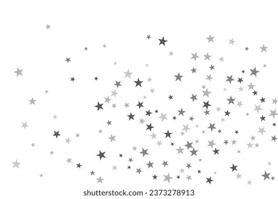 Abstract decorative pattern. Beautiful realistic banner with silver star of confetti on white background. Greeting card template. White background. Realistic vector illustration. 