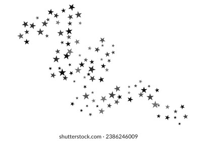 Abstract decorative pattern. Beautiful realistic banner with silver star of confetti on white background. Greeting card template. White background. Realistic vector illustration. 
