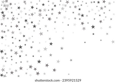 Abstract decorative pattern. Beautiful realistic banner with silver star of confetti on white background. Greeting card template. White background. Realistic vector illustration. 
