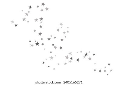 Abstract decorative pattern. Beautiful realistic banner with silver star of confetti on white background. Greeting card template. White background. Realistic vector illustration. 
