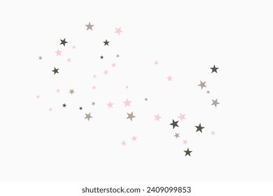 Abstract decorative pattern. Beautiful realistic banner with silver star of confetti on white background. Greeting card template. White background. Realistic vector illustration. 