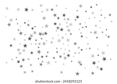 Abstract decorative pattern. Beautiful realistic banner with silver star of confetti on white background. Greeting card template. White background. Realistic vector illustration. 