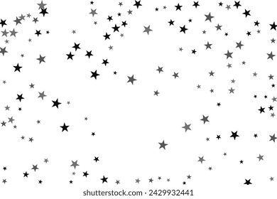 Abstract decorative pattern. Beautiful realistic banner with silver star of confetti on white background. Greeting card template. White background. Realistic vector illustration. 