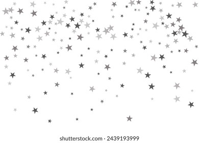 Patrón decorativo abstracto. Hermosa bandera realista con estrella de plata de confeti sobre fondo blanco. Plantilla de tarjeta de felicitación Fondo blanco. Ilustración vectorial realista. 