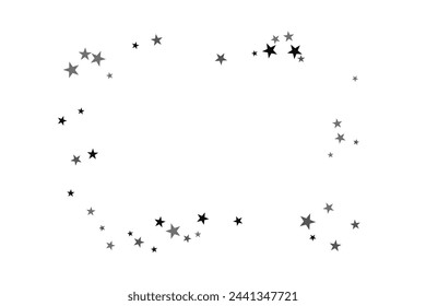 Abstract decorative pattern. Beautiful realistic banner with silver star of confetti on white background. Greeting card template. White background. Realistic vector illustration. 