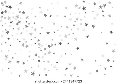 Abstract decorative pattern. Beautiful realistic banner with silver star of confetti on white background. Greeting card template. White background. Realistic vector illustration. 