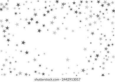 Abstract decorative pattern. Beautiful realistic banner with silver star of confetti on white background. Greeting card template. White background. Realistic vector illustration. 