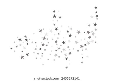 Abstract decorative pattern. Beautiful realistic banner with silver star of confetti on white background. Greeting card template. White background. Realistic vector illustration. 