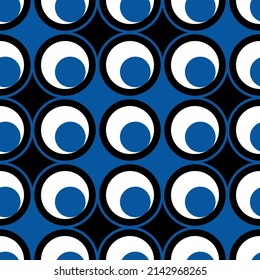 Abstract decorative pattern with circles on blue and black background. Vector illustration can be used for backgrounds, motifs, textile, wallpapers, fabrics, gift wrapping, templates.