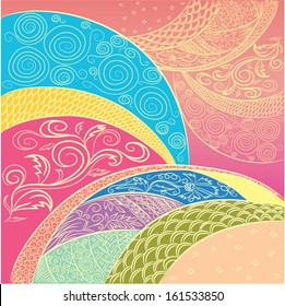 an abstract decorative pattern in crayon colors in style retro