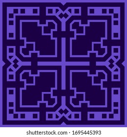 Abstract decorative pattern with geometric shapes. The ornament. Square design element can be used for backgrounds, textile, wallpapers, gift wrapping, templates, shawl and tile. Vector.