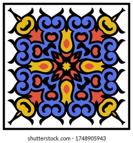 Abstract decorative pattern with geometric shapes. The ornament. Square desinge element can be used for backgrounds, textile, wallpapers, gift wrapping, templates, shawl and tile. Vector.