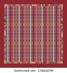 Patrón decorativo abstracto con formas geométricas y líneas coloridas.  Los elementos de diseño cuadrado pueden utilizarse para fondos, textiles, papel pintado, envoltura de regalo, almohadas, plantillas, chales y baldosas. Vector