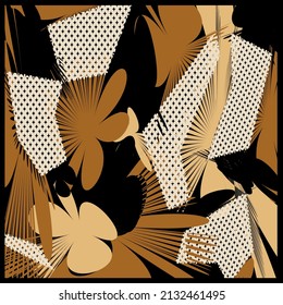 Abstract decorative pattern on black. Vector Illustration.