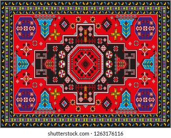 Abstract decorative pattern on the carpet. Vector illustration.