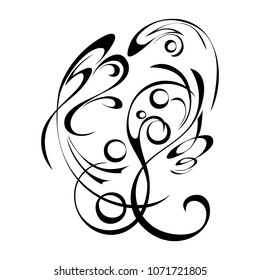 abstract decorative pattern in smooth black lines on a white background