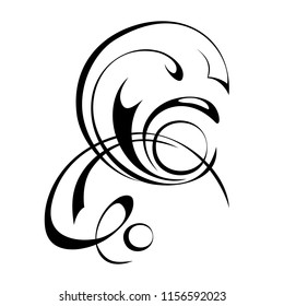 abstract decorative pattern in smooth black lines on a white background