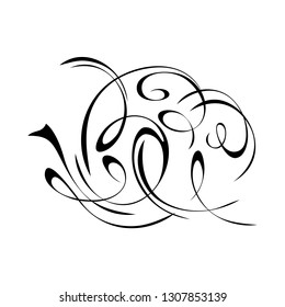 abstract decorative pattern with smooth black lines with curls on white background