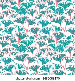 Abstract decorative pattern with trees. Seamless vector pattern for textiles, wallpaper, prints.