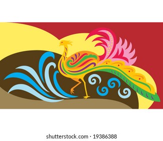 an abstract of a decorative phoenix
