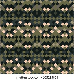 Abstrakte, dekorative Pixel-Ornat-Textur. Nahtloses Muster. Vektorgrafik.