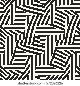 Abstract decorative pixel textured broken geometric motif. Seamless pattern.
