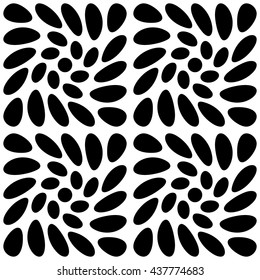 Abstract decorative polka dots and stains. Black and white version. Vector seamless patterns. Modern graphic design.