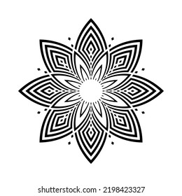 Abstract Decorative Radial Circle Floral Pattern. Round Design Element. Vector Art.