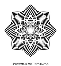 Abstract Decorative Radial Circle Pattern. Round Design Element. Vector Art.
