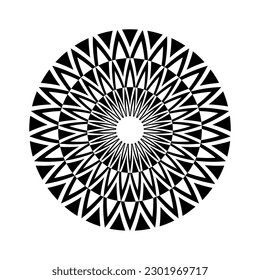 Abstract Decorative Radial Circle Pattern. Round Design Element. Vector Art.