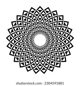 Abstract Decorative Radial Circle Pattern. Round Design Element. Vector Art.