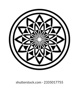 Abstract Decorative Radial Circle Pattern. Round Black and White Design Element. Vector Art.