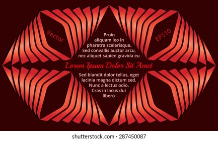 Abstract decorative red gradient landscape rhombus frame text template on dark red background