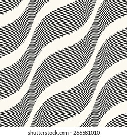 Abstract decorative refracted wavy striped background. Seamless pattern. Vector.