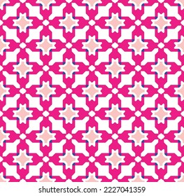 Abstract Decorative Retro Houndstooth Seamless Pattern Tile Style Traditional Geometric Pattern Trendy Fashion Colors Perfect for Allover Fabric Print or Wallpaper Print Fuchsia Pastel Pink Tones