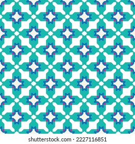 Abstract Decorative Retro Houndstooth Seamless Pattern Tile Style Traditional Geometric Pattern Trendy Fashion Colors Perfect for Allover Fabric Print or Wallpaper Print Tiffany Blue Tones