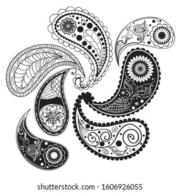 Abstract decorative retro paisley pattern ornament illustration.