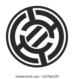 Abstract decorative round element. Circle geometrical ornament.