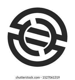 Abstract decorative round element. Circle geometrical ornament.