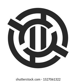 Abstract decorative round element. Circle geometrical ornament.