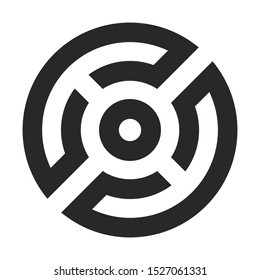 Abstract decorative round element. Circle geometrical ornament.